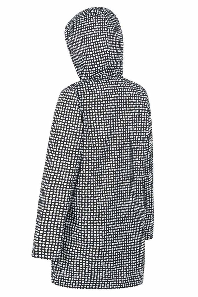 WOMENS '3/4 JACKET' RECYCLED RAINCOAT - BLACK DALMATIAN