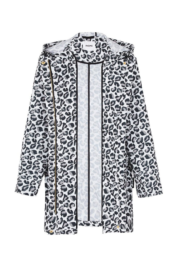 WOMENS '3/4 JACKET' RAINCOAT IN GEO LEOPARD