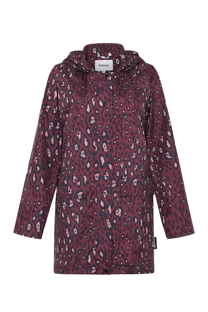 WOMENS '3/4 JACKET' RAINCOAT IN PINK LEOPARD | PAQME