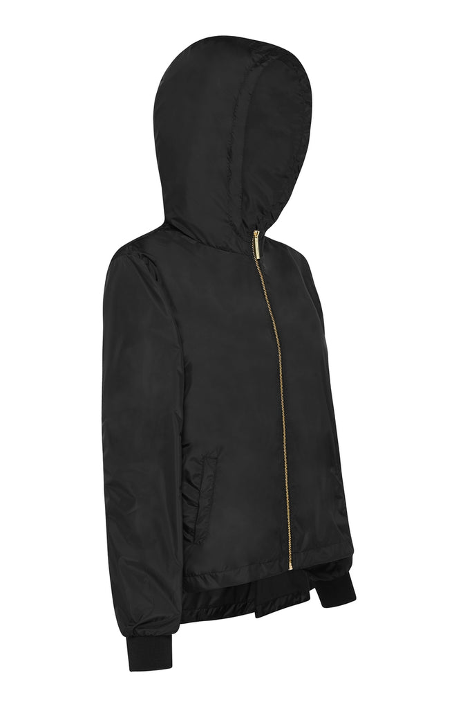 WOMENS 'CROP' RECYCLED RAINCOAT IN BLACK | PAQME