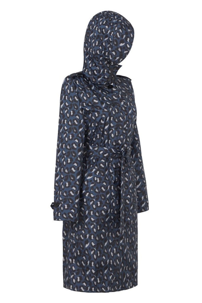 WOMENS 'TRENCH' RAINCOAT IN GEO BLUE