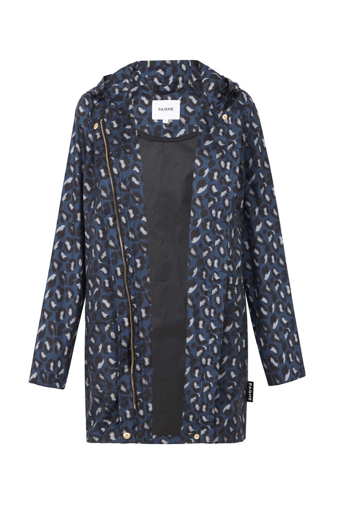 WOMENS '3/4 JACKET' RAINCOAT IN GEO BLUE