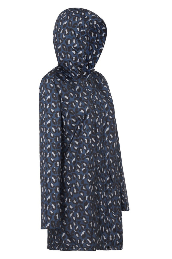 WOMENS '3/4 JACKET' RAINCOAT IN GEO BLUE